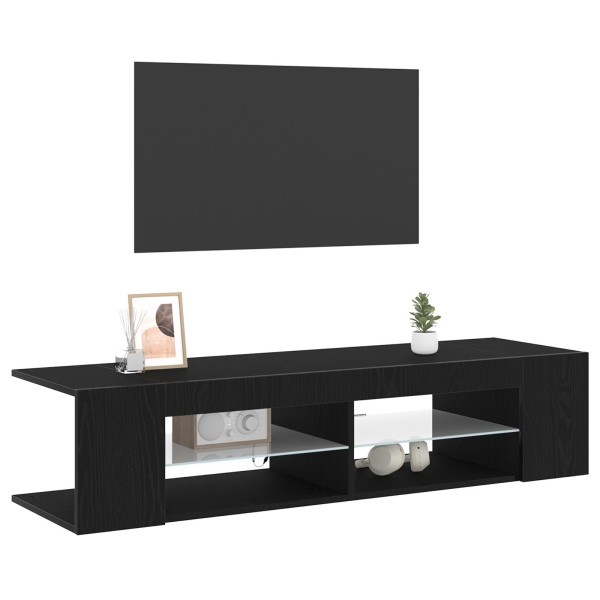 Estante de TV  com Luzes LED em Carvalho Preto 135x39x30cm em Madeira Compósito M 3