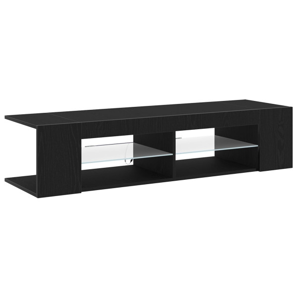 Mueble para TV  con luces LED en color negro y roble. de 135x39x30 cm. hecho de madera M 4