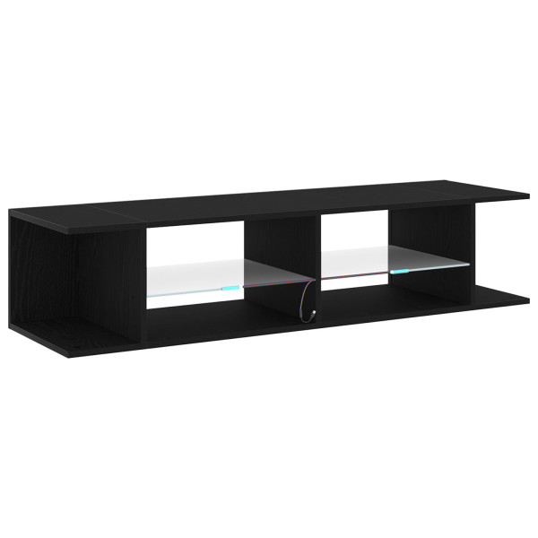 Mueble para TV  con luces LED en color negro y roble. de 135x39x30 cm. hecho de madera M 5
