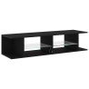 Mueble para TV  con luces LED en color negro y roble. de 135x39x30 cm. hecho de madera 5
