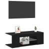 Mueble de TV  con luces LED en roble negro. 90x39x30 cm. de madera elaborada 3