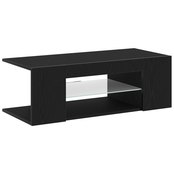 Armário de TV  com Luzes LED Carvalho Preto 90x39x30 cm Madeira Ingenere M 4