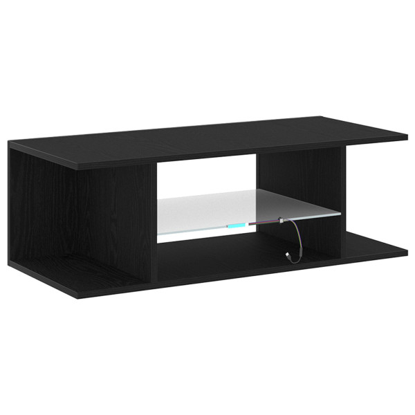 Mueble de TV  con luces LED en roble negro. 90x39x30 cm. de madera elaborada M 5