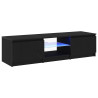 Gabinete de TV  com Luzes LED em Madeira de Carvalho Preto 140x40x35.5 cm em Madeira Engineering 5