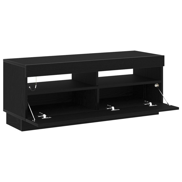 Estante de TV  com Luzes LED em Carvalho Preto 100x35x40 cm de Madeira de Engenharia M 4