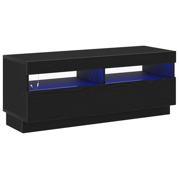 Estante de TV  com Luzes LED em Carvalho Preto 100x35x40 cm de Madeira de Engenharia M 5