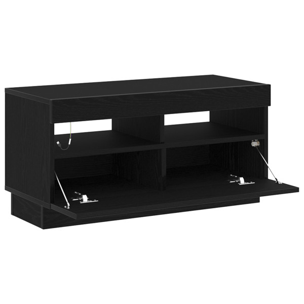 Mueble de TV  con luces LED en roble negro. 80x35x40 cm. de madera M 4