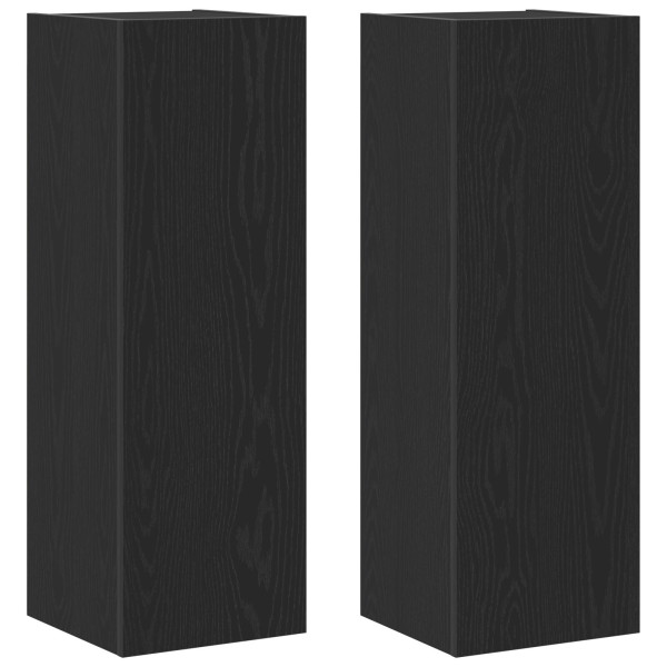 Gabinetes de TV de pared  2 pcs Negro Roble 30.5x30x90 cm Madera M 2