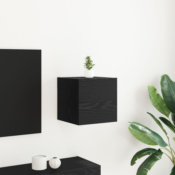 Mueble de TV Montado en la Pared en Roble Negro 30.5x30x30 cm D