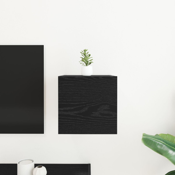 Mueble de TV Montado en la Pared en Roble Negro 30.5x30x30 cm M 4