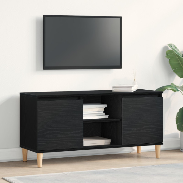 Mueble de TV  con patas de madera color negro roble 102x35x50 cm D
