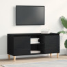 Mueble de TV  con patas de madera color negro roble 102x35x50 cm 1