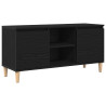 Mueble de TV  con patas de madera color negro roble 102x35x50 cm 2