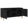 Mueble de TV  con patas de madera color negro roble 102x35x50 cm 5