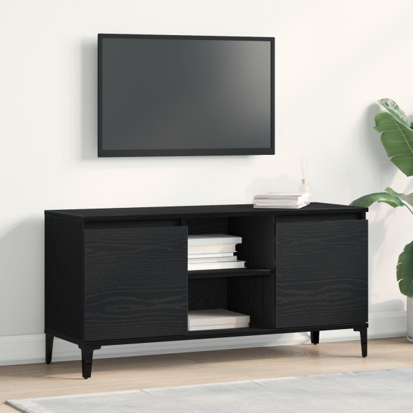Mueble de TV  Negro Roble 102x35x50 cm Madera de calidad D
