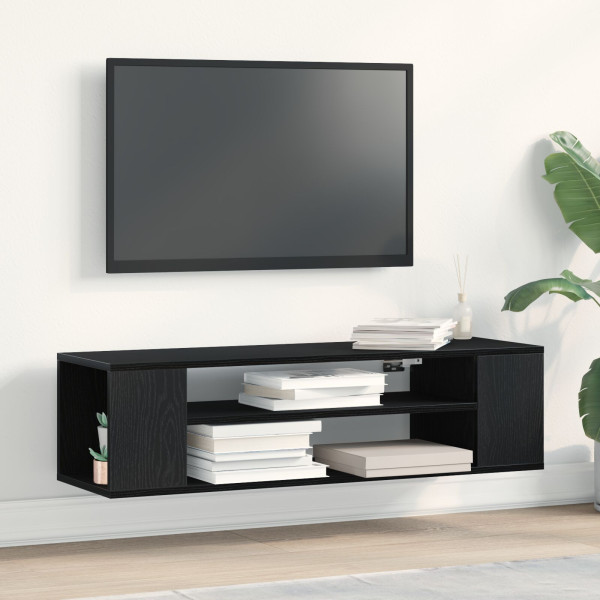 Mueble para TV de pared  en roble negro. 100x30x26.5 cm. de madera compuesta D