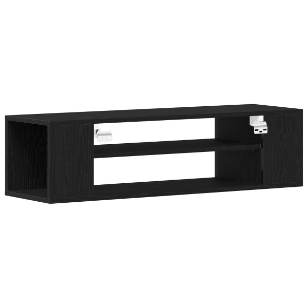Gabinete de TV Montado na Parede  Preto Carvalho 100x30x26.5 cm em Madeira de Engenharia M 5