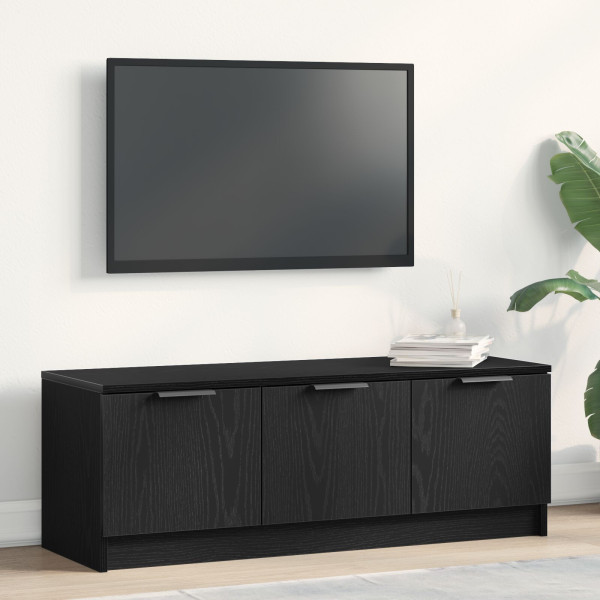 Mueble de TV  Negro Roble 102x35x36.5 cm Madera elaborada D