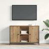 mueble de TV  Negro Roble 101x35x65 cm Madera Técnica y Acero 3