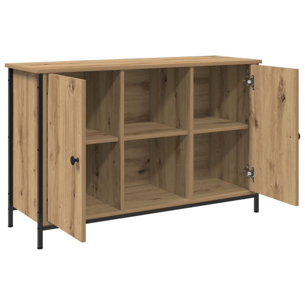 mueble de TV  Negro Roble 101x35x65 cm Madera Técnica y Acero M 4