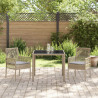 Conjunto de Jantar para Jardim 3 pcs Bege 90 x 90 x 75 cm 4