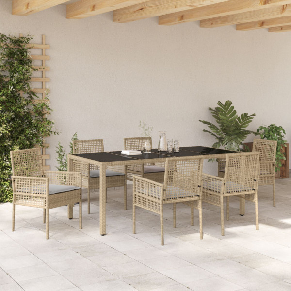 Conjunto de Jantar para Jardim 7 pcs Bege 190 x 90 x 75 cm M 4