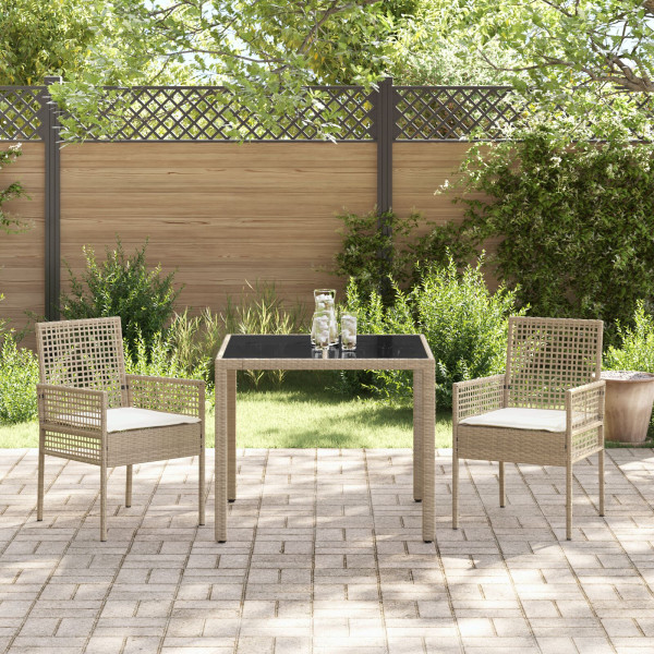 Conjunto de Jantar para Jardim 3 pcs Bege 90 x 90 x 75 cm M 4