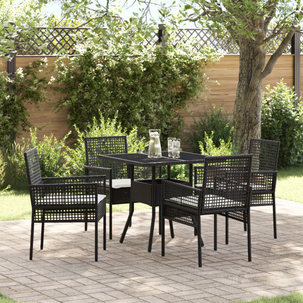 Set de Muebles de Comedor  Juego de 5 Negro Rattan y Metal D