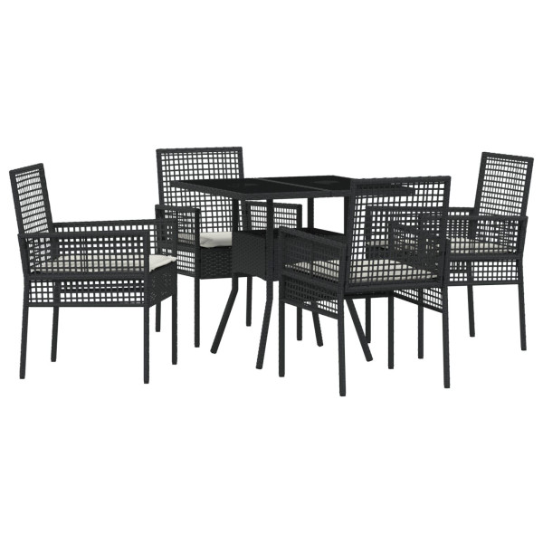 Conjunto de Jantar de 5 Peças para Jardim Preto de Rattan Sintético M 2