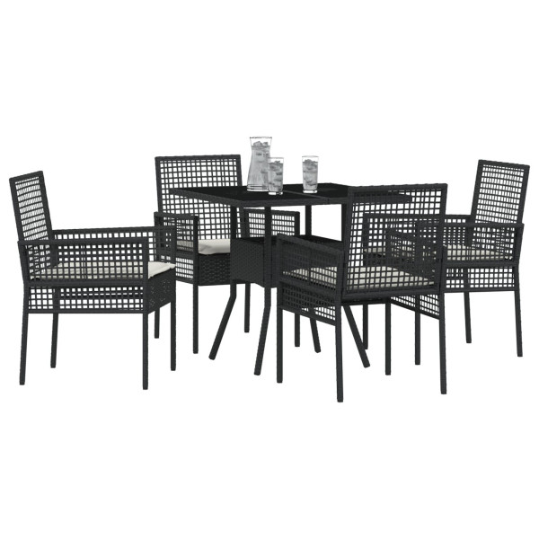 Set de Muebles de Comedor  Juego de 5 Negro Rattan y Metal M 3