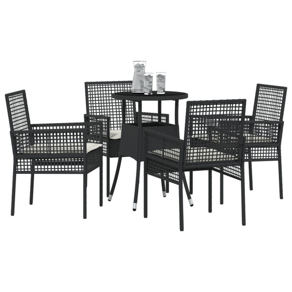 Conjunto de Muebles de Comedor  Juego de 5 Negro Poliratán M 3