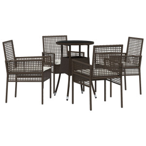 Conjunto de Muebles de Comedor  Conjunto de 5 Marrón Poliratán H