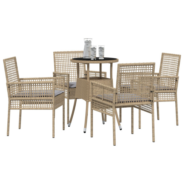 Conjunto de Muebles de Comedor  Juego de 5 Beige Poliratán M 3