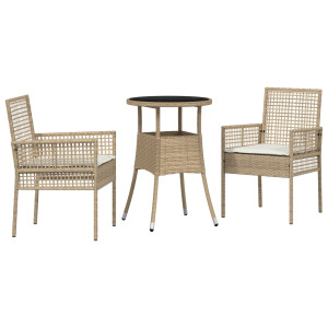 Conjunto de Jantar de 3 Peças Bege de Rattan H