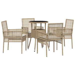 Juego de Muebles de Comedor  Conjunto de 5 Beige Rattan Duradero H
