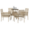 Juego de Muebles de Comedor  Conjunto de 5 Beige Rattan Duradero 3