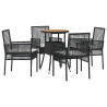Conjunto de muebles de comedor  Conjunto de 5 Negro Ratán. Poliéster 2