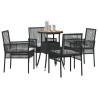 Conjunto de muebles de comedor  Conjunto de 5 Negro Ratán. Poliéster 3