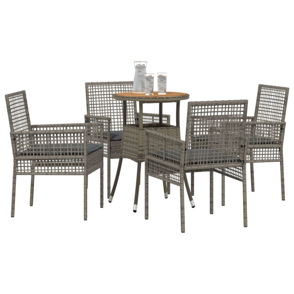 Conjunto de Muebles de Comedor  Conjunto de 5 Gris Ratán. Vidrio M 3