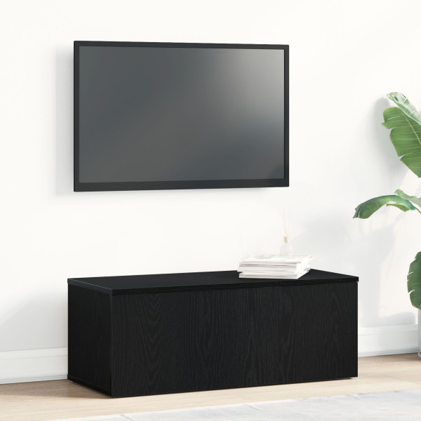 Mueble para TV  en negro y roble. 80x34x30 cm. hecho de madera ingenierizada D
