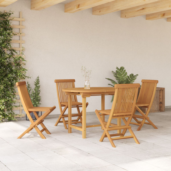 Conjunto de Comedor de Jardín de 5 Piezas de Madera Sólida de Teca M 4