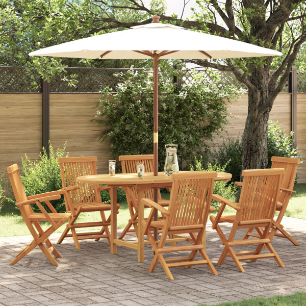 Conjunto de Comedor de Jardín de 7 Piezas de Madera Sólida de Teca D