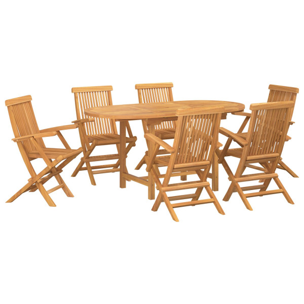Conjunto de Comedor de Jardín de 7 Piezas de Madera Sólida de Teca M 2