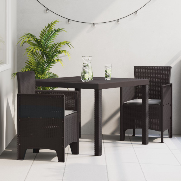 Conjunto de Comedor de Jardín  3 Piezas Marrón Resina Plástica D