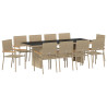 Conjunto de Comedor de Jardín de 11 Piezas  Beige de Poliratán 2