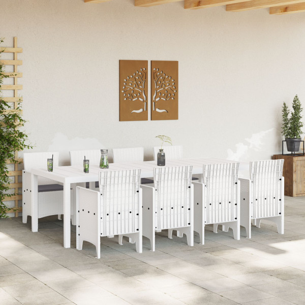 Conjunto de Comedor de Jardín  9 Piezas Blanco Ratán Duradero M 3