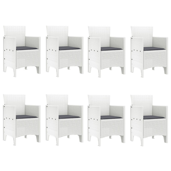 Conjunto de Comedor de Jardín  9 Piezas Blanco Ratán Duradero M 5