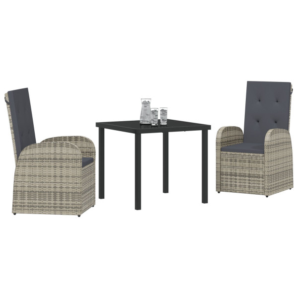 Conjunto de Móveis para Exteriores com almofada 3 pcs Cinzento M 3