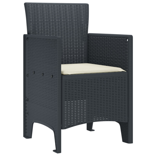 Silla de jardín  Set de 2 Antracita. Crema Poliratán Estándar M 4