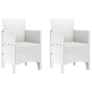 Silla de Jardín Conjunto de 2 Blanco Estilo de Ratán Plástico H